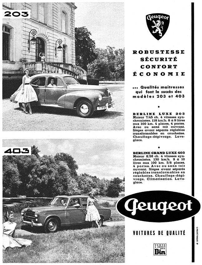 Publicité Peugeot 1957