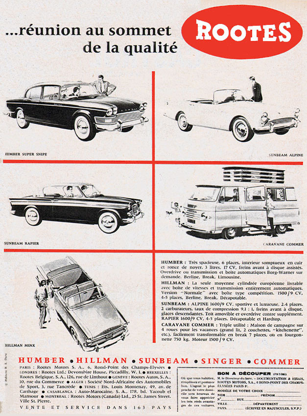 Publicité Rootes 1961