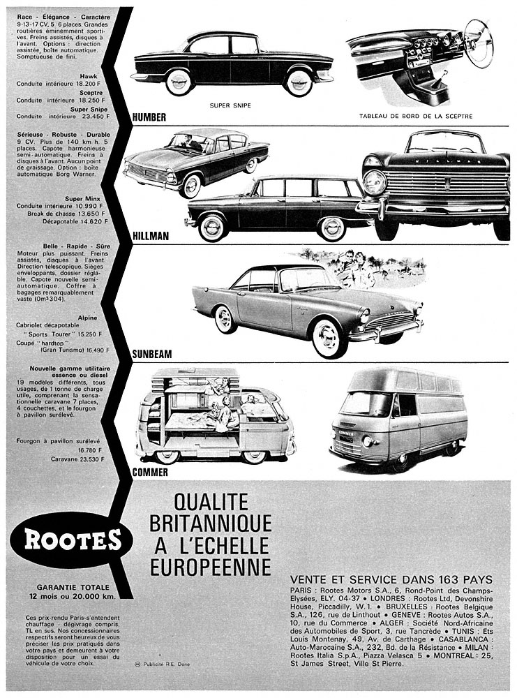 Publicité Rootes 1963