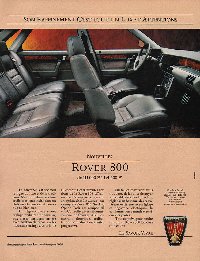 Publicité Rover 1987