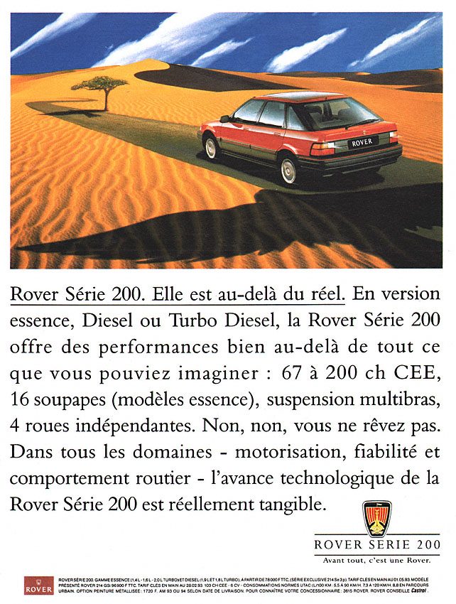 Publicité Rover 1993