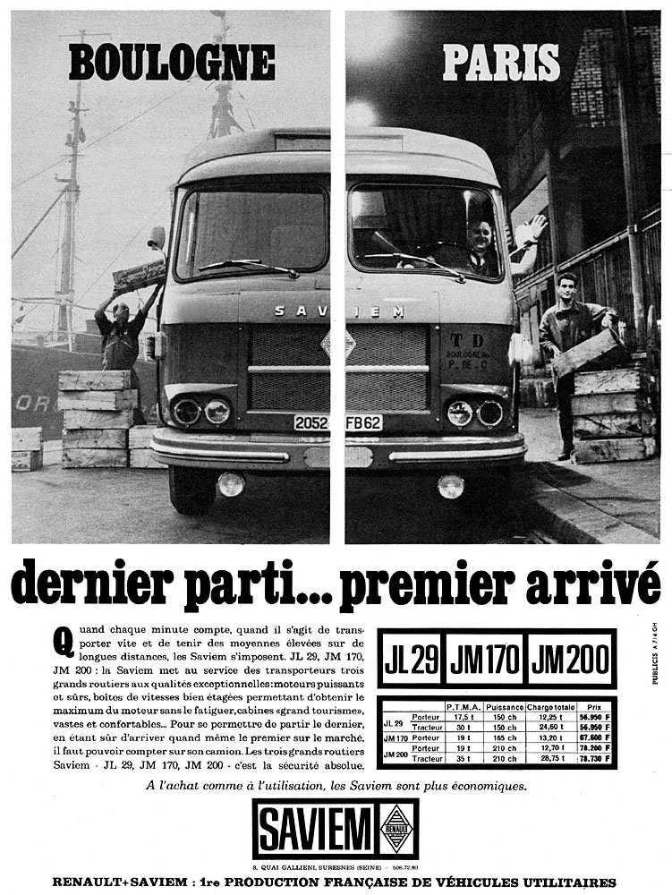 Publicit� Saviem 1965