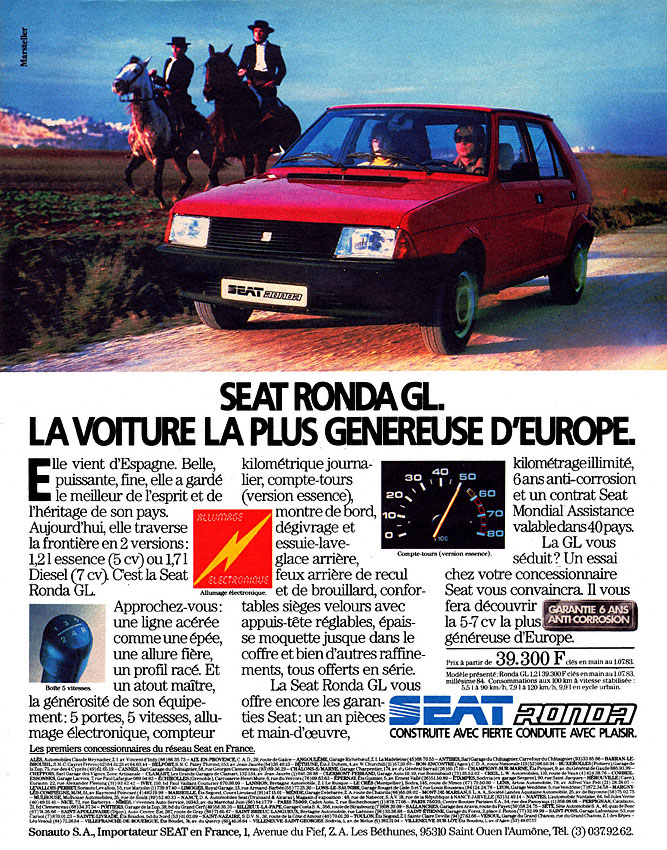 Publicité Seat 1983