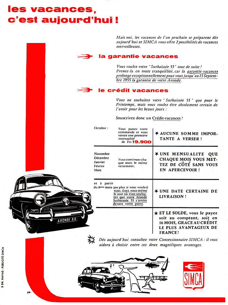 Publicité Simca 1954