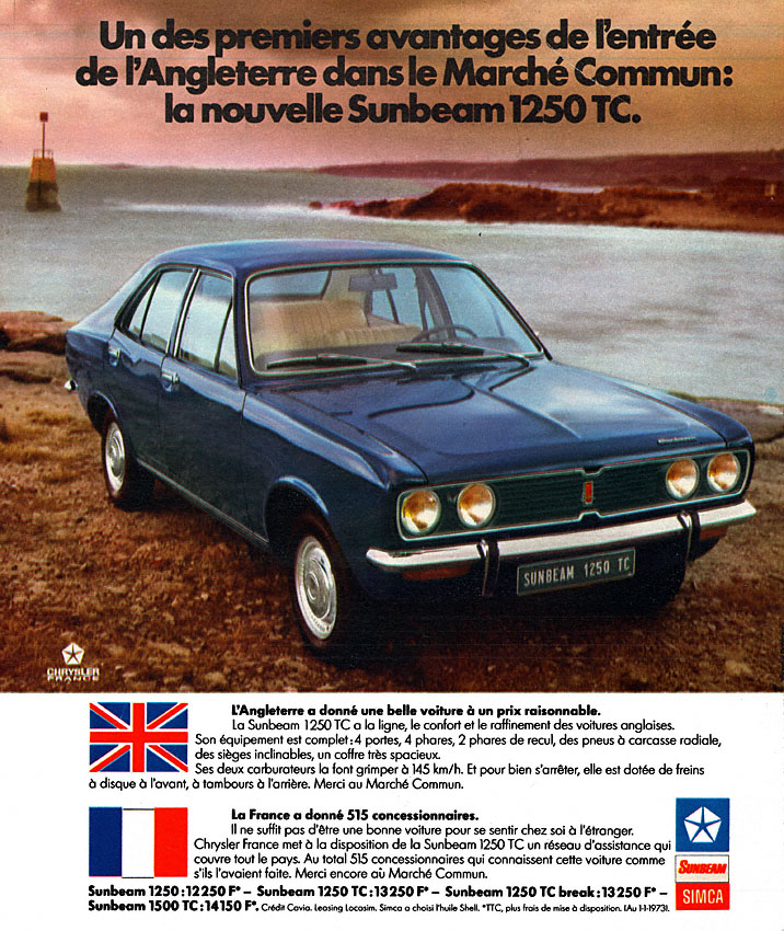 Publicité Sunbeam 1973