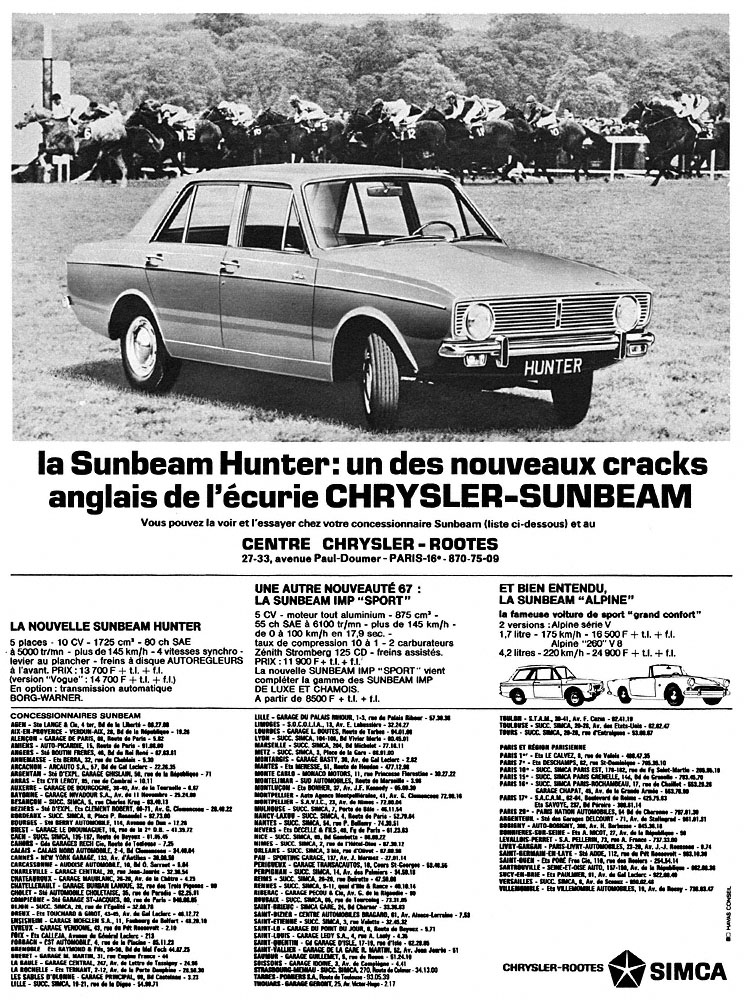 Publicit� Sunbeam 1966