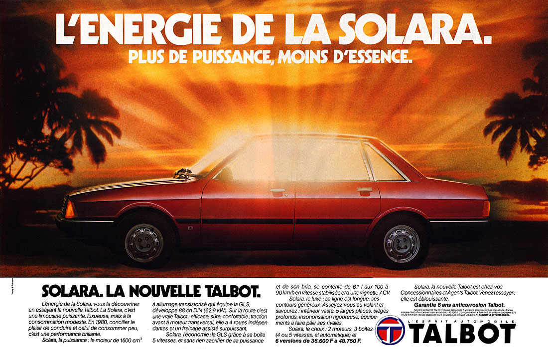 Publicité Talbot 1980