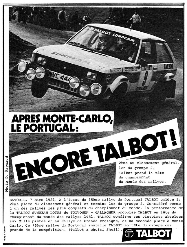 Publicité Talbot 1981