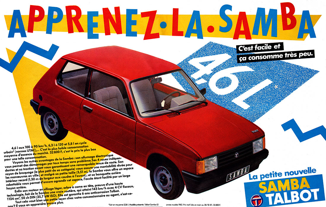 Publicité Talbot 1982