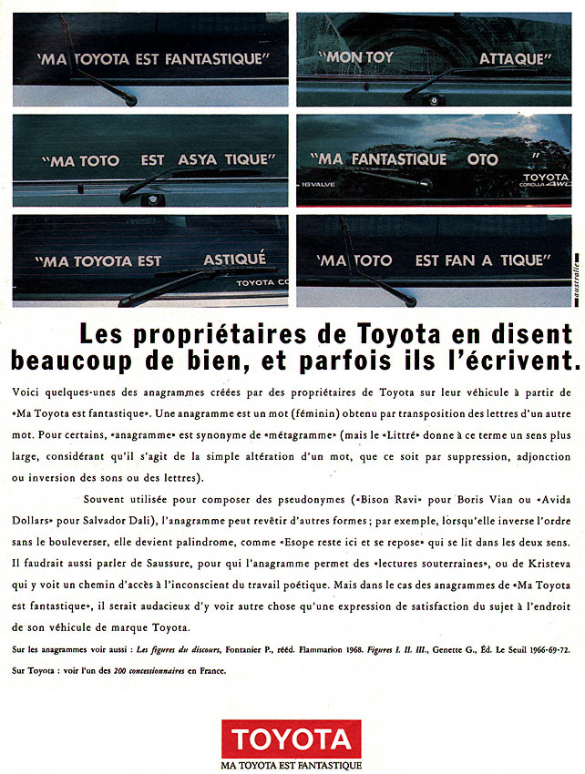 Publicité Toyota 1989