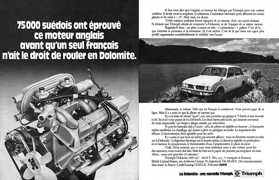 Publicité Triumph 1972