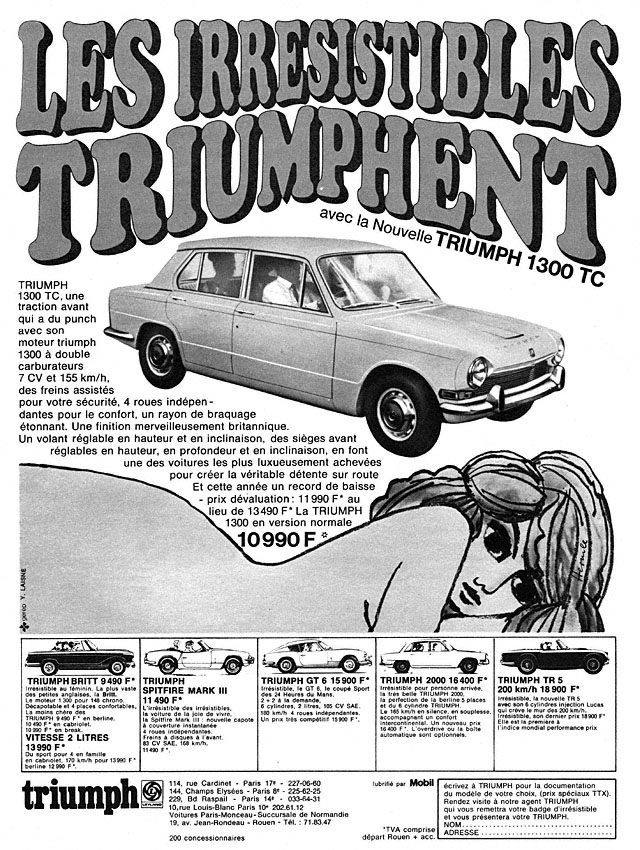 Publicité Triumph 1968