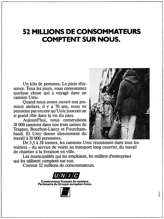 Publicité Unic 1977