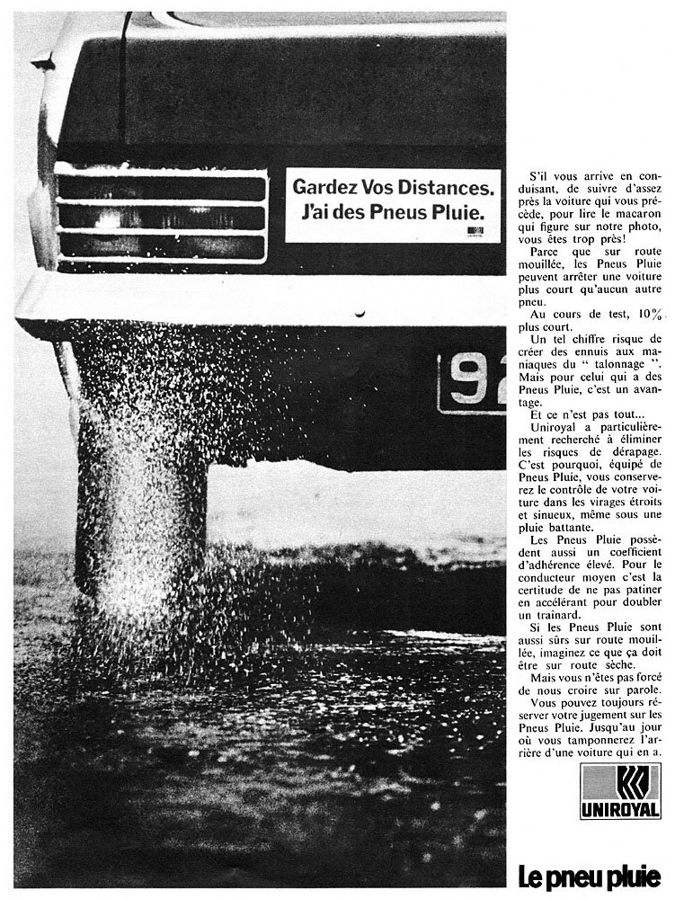 Publicit� Uniroyal 1969