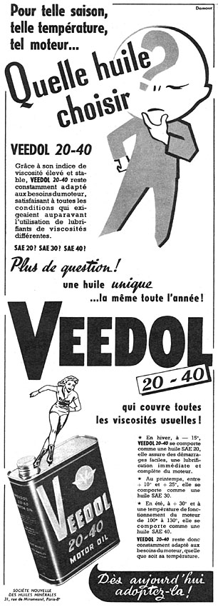 Publicité Veedol 1956