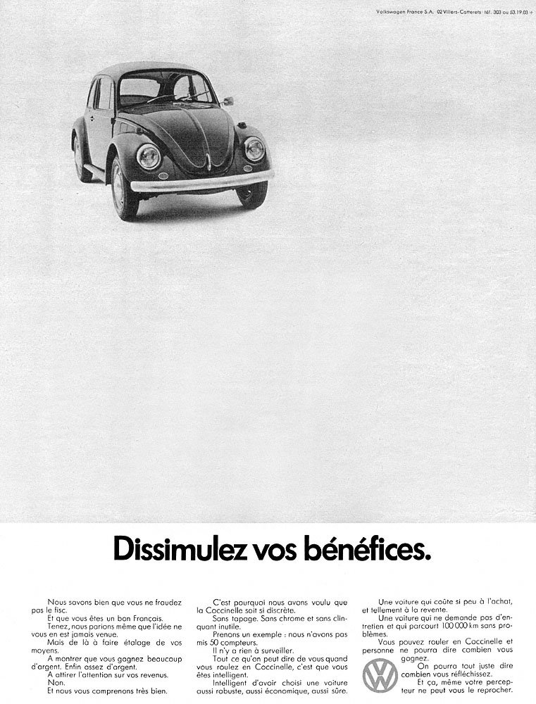 Publicit� Volkswagen 1970