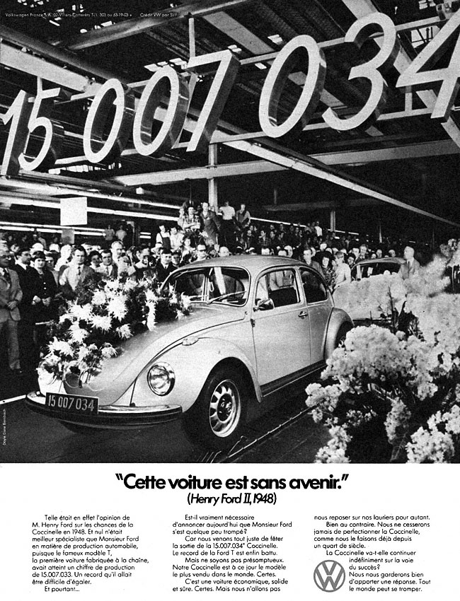 Publicité Volkswagen 1972