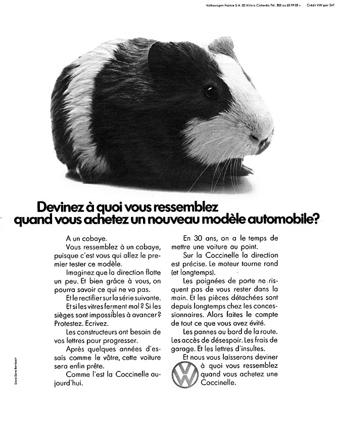 Publicité Volkswagen 1972