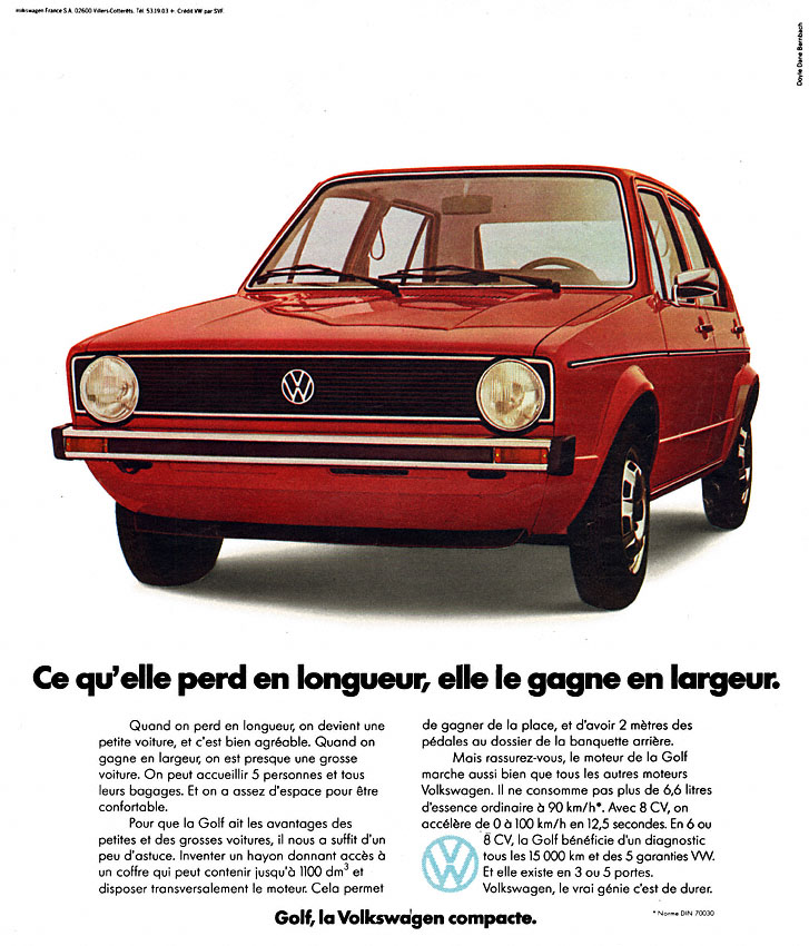 Publicité Volkswagen 1974