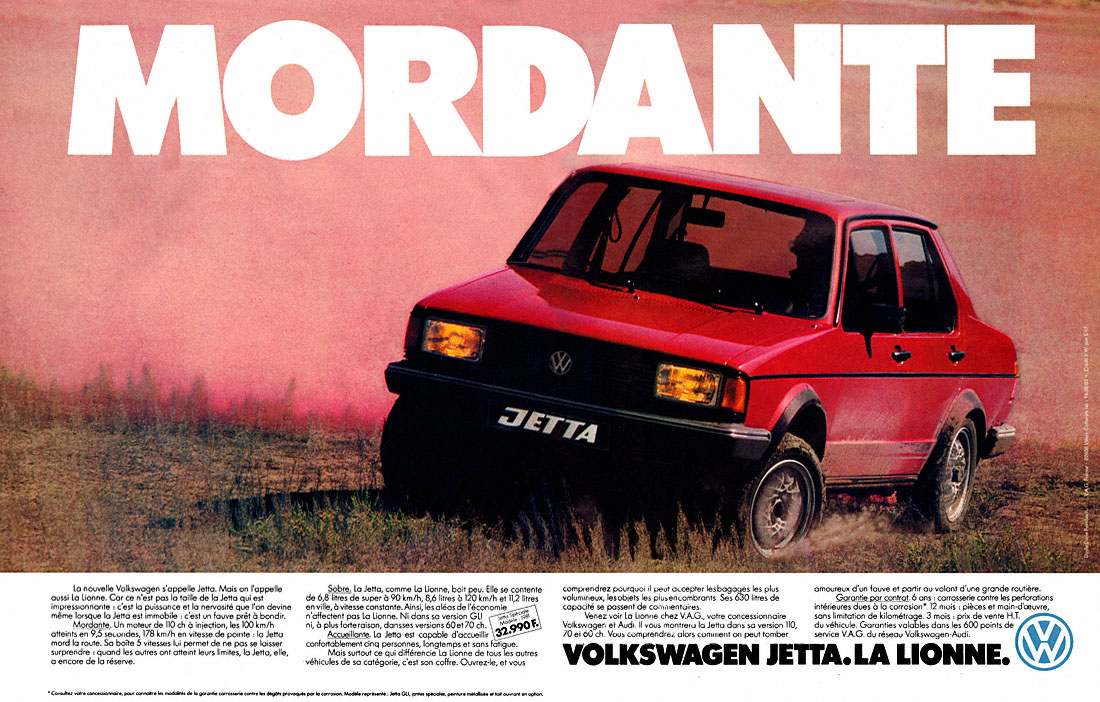 Publicité Volkswagen 1980