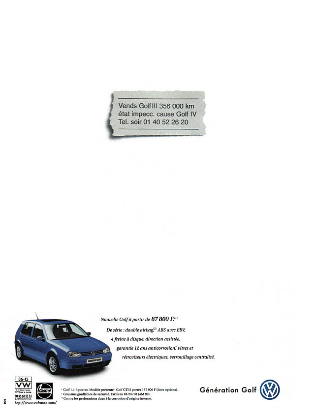 Publicité Volkswagen 1998