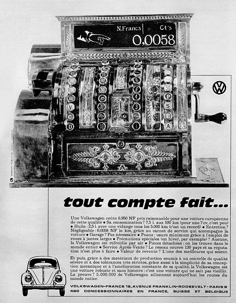 Publicité Volkswagen 1962