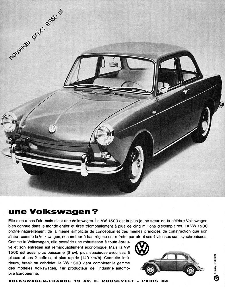 Publicité Volkswagen 1962