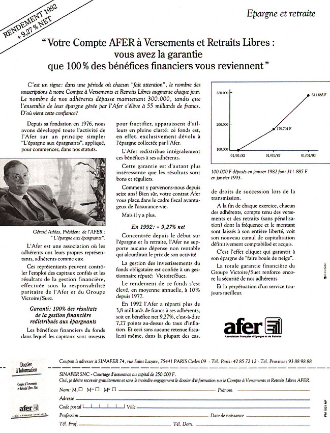 Publicité Afer 1993