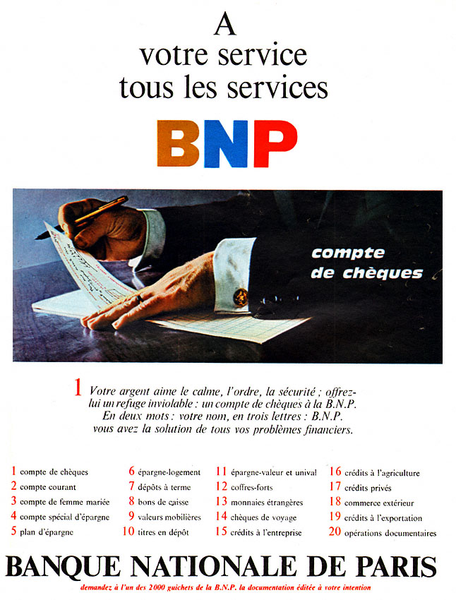 Publicité BNP 1967