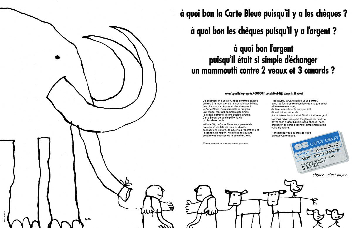 Publicit� Carte bleue 1970