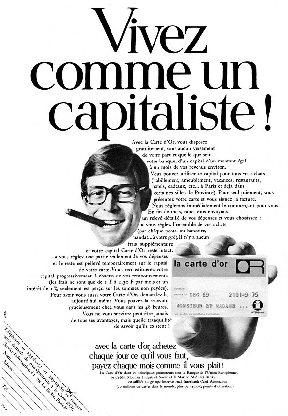 Publicité Carte Or 1969