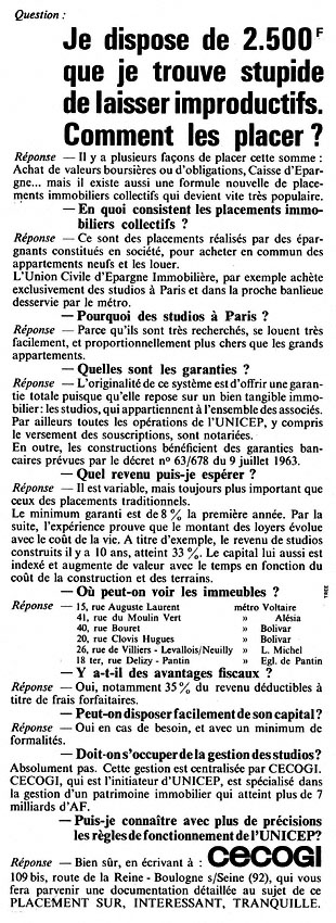 Publicité Cecogi 1966