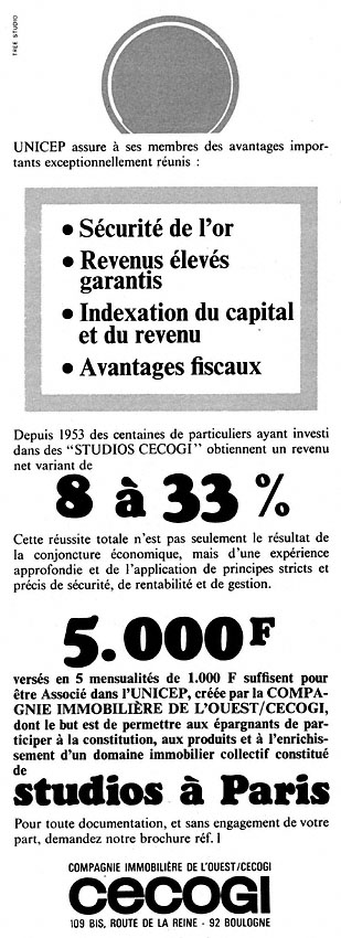 Publicité Cecogi 1967