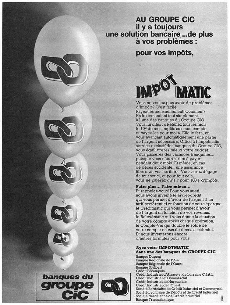 Publicit� Cic 1970