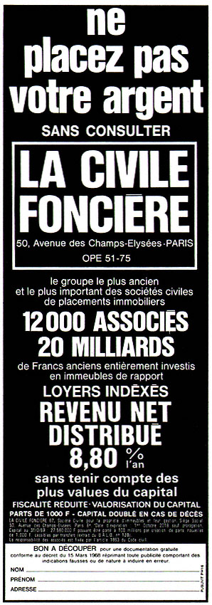 Publicité Civile Foncire 1969