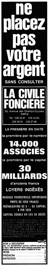 Publicité Civile Foncire 1970