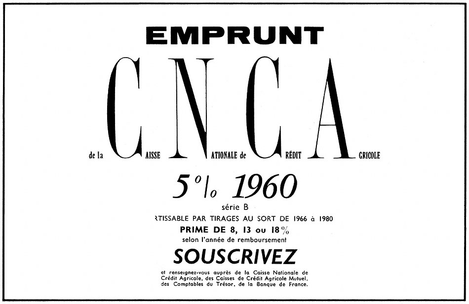 Publicité Credit Agricole 1960