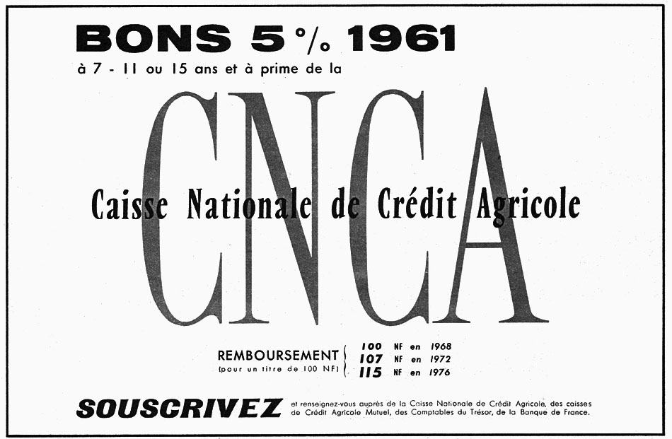 Publicité Crdit Agricole 1961