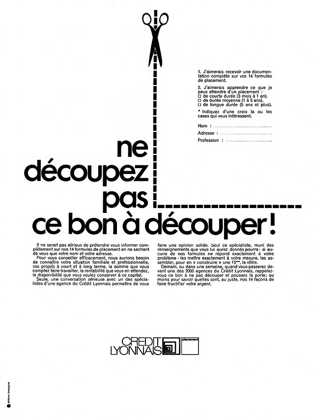 Publicité Crdit Lyonnais 1969