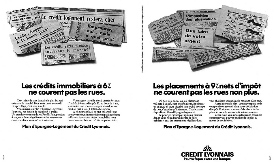 Publicité Credit Lyonnais 1975