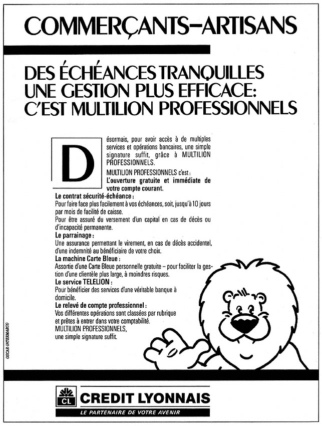 Publicité Credit Lyonnais 1986