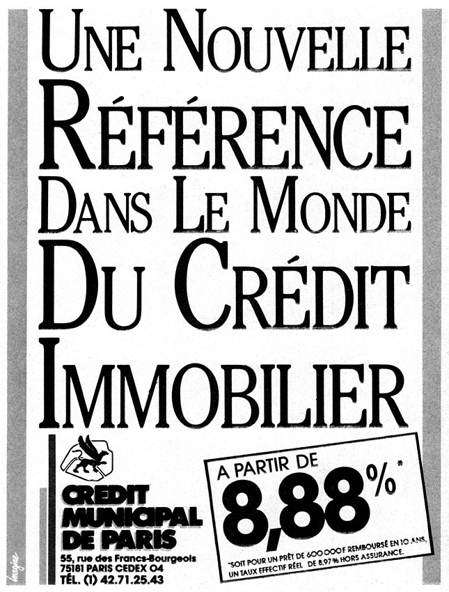 Publicité Credit Municipal 1987