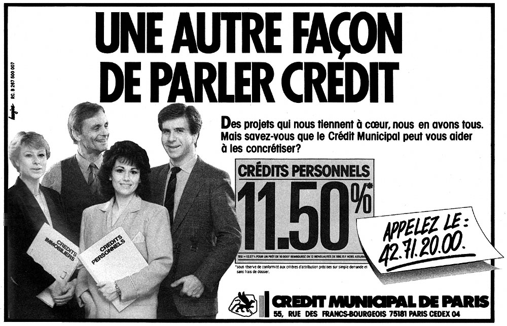 Publicité Credit Municipal 1987