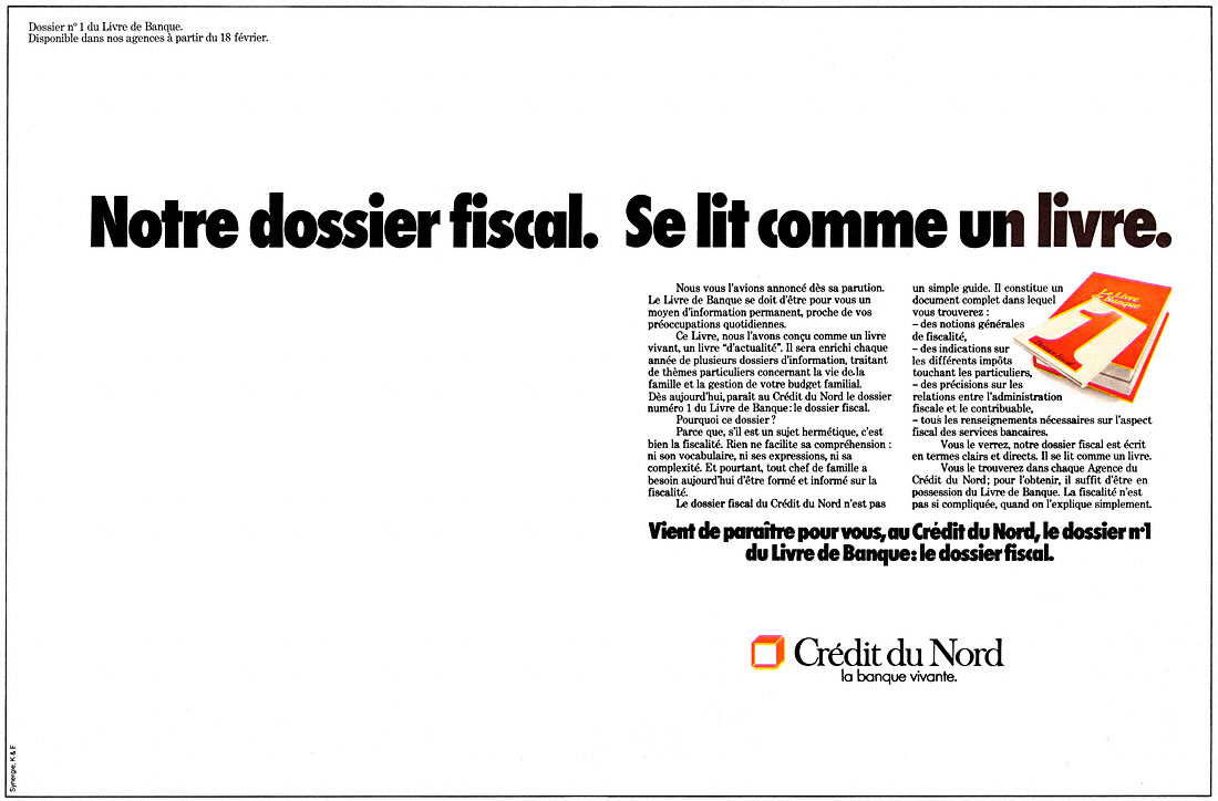 Publicité Credit du nord 1977