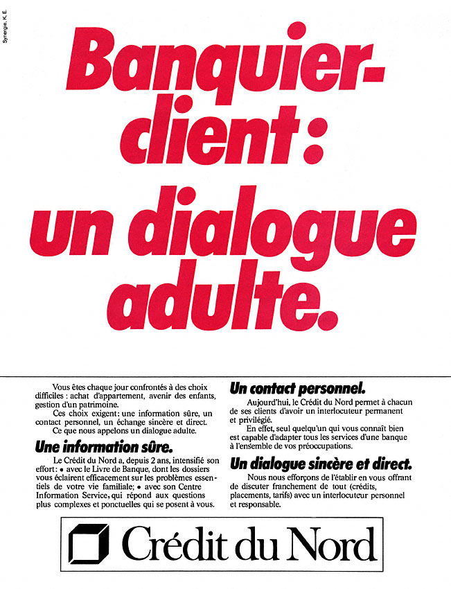 Publicité Credit du nord 1979