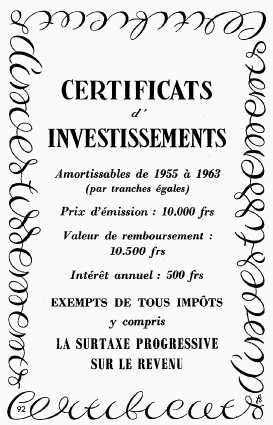 Publicité Emprunts 1954