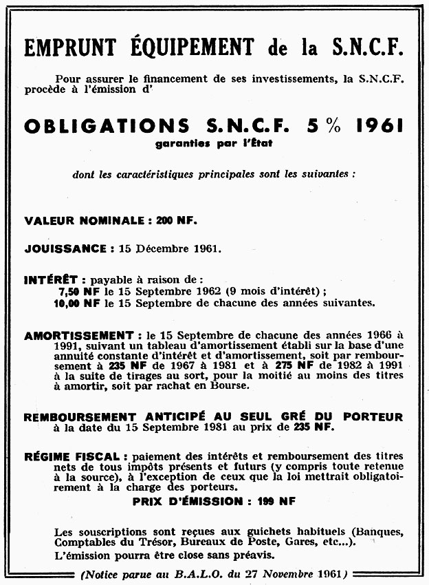 Publicité Emprunts 1961