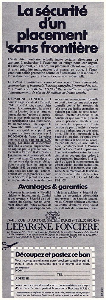 Publicit� Epargne Fonci�re 1969
