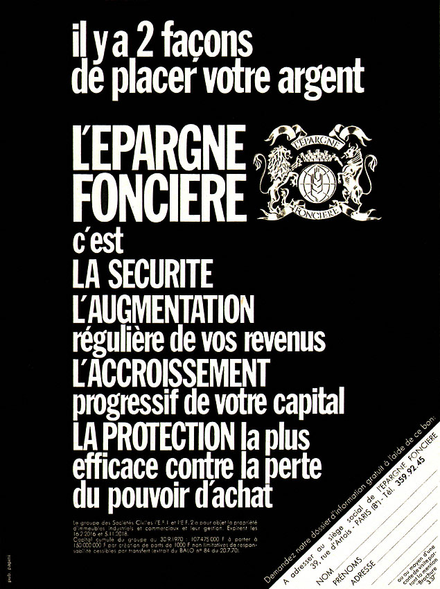 Publicité Epargne Fonci�re 1970