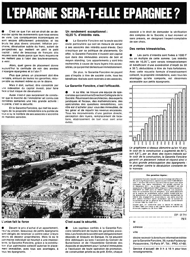 Publicité Garantie foncire 1968